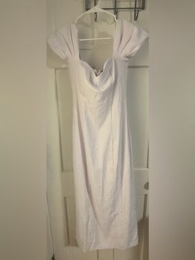 Abercrombie & Fitch White Strapless Column Dress with Folded Shoulder Detail
